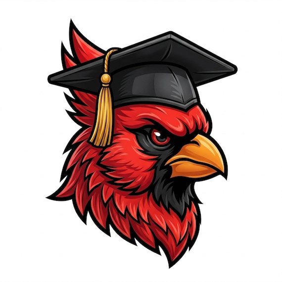 Cardinal Graduation Edible Cake Topper Image, Personalized (9 Size Options) - SKU D30019