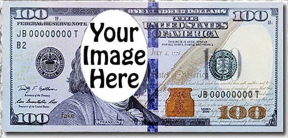 One Hundred Dollar Bill ~ Edible 2D Fondant Birthday Photo Frame Cake/Cupcake Topper ~ D21384