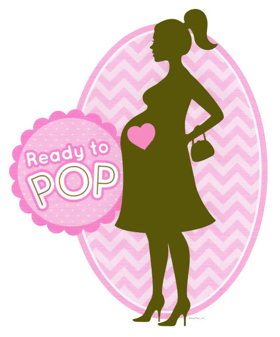 Ready To Pop New Mom baby Shower ~ Edible 2D Fondant Birthday Cake/Cupcake Topper ~ D421