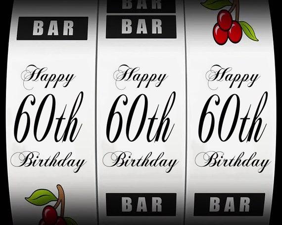 60th Birthday Casino Slot Machine ~ Edible 2D Fondant Birthday Cake/Cupcake Topper ~ D21870