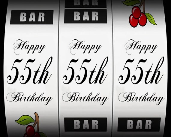 55th Birthday Casino Slot Machine ~ Edible 2D Fondant Birthday Cake/Cupcake Topper ~ D21869