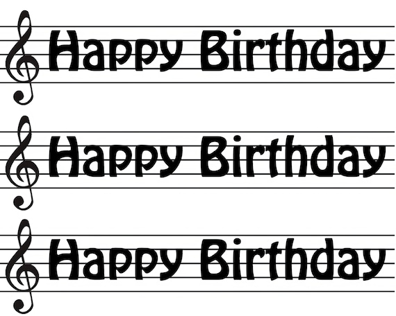 Birthday Music Band Notes - Birthday Background - Side Strips ~ Edible 2D Fondant Birthday Cake Side Toppers ~ D22680