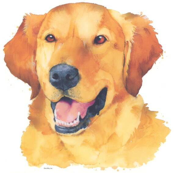 Golden Retriever Painting Dog Birthday ~ Edible 2D Fondant Birthday Cake/Cupcake Topper ~ D6413