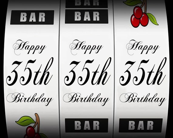 35th Birthday Casino Slot Machine ~ Edible 2D Fondant Birthday Cake/Cupcake Topper ~ D21865