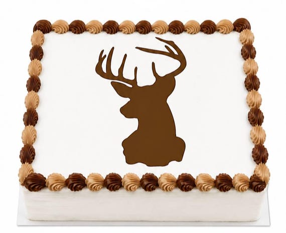 Deer Head Edible Cake Topper, Buck Hunting Birthday Frosting Sheet Image ~ D3963
