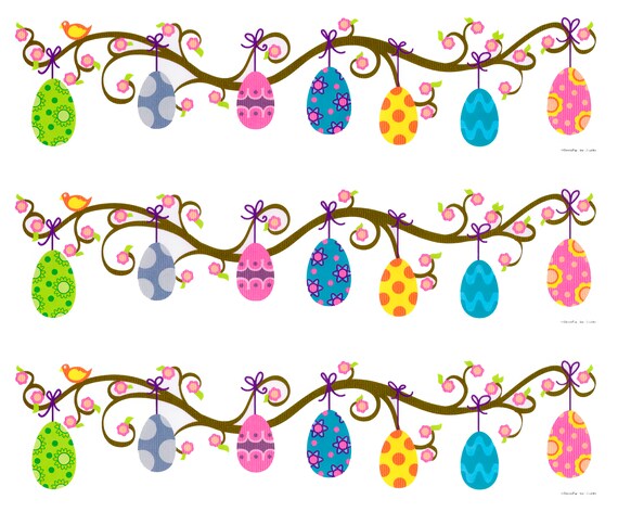 Easter Eggs Birthday Side Strips ~ Edible 2D Fondant Birthday Cake Side Toppers ~ D607