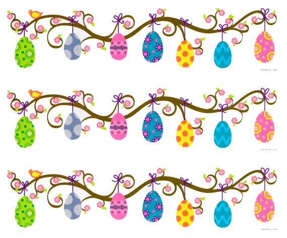 Easter Eggs Birthday Side Strips ~ Edible 2D Fondant Birthday Cake Side Toppers ~ D607