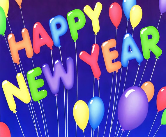 Happy New Year ~ Edible 2D Fondant Birthday Cake/Cupcake Topper ~ D2265