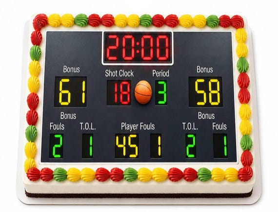 Basketball Scoreboard Edible Cake Topper, Sports Birthday Frosting Sheet Image, Game Party Decor ~ D6905
