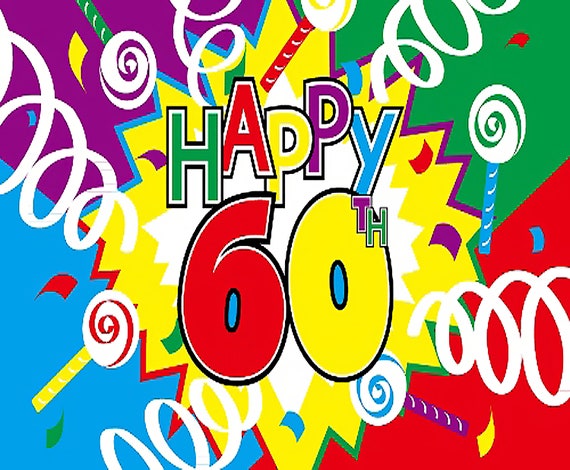 Happy 60th Birthday Party ~ Edible 2D Fondant Birthday Cake/Cupcake Topper ~ D5997