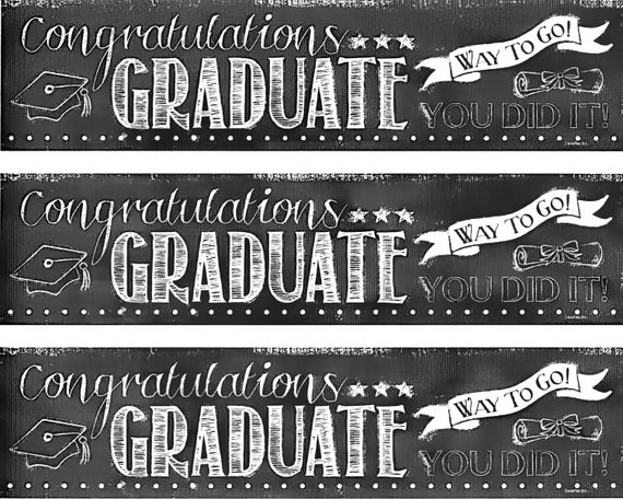 Congratulations Graduate Chalkboard - Side Strips ~ Edible 2D Fondant Birthday Cake Side Toppers ~ D530