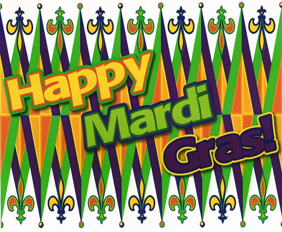 Happy Mardi Gras ~ Edible 2D Fondant Birthday Cake/Cupcake Topper ~ D2269