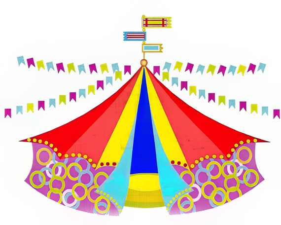 Circus Tent Birthday ~ Edible 2D Fondant Birthday Cake/Cupcake Topper ~ D7594
