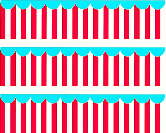 Red White and Blue Stripes - Side Strips ~ Edible 2D Fondant Birthday Cake Side Toppers ~ D412