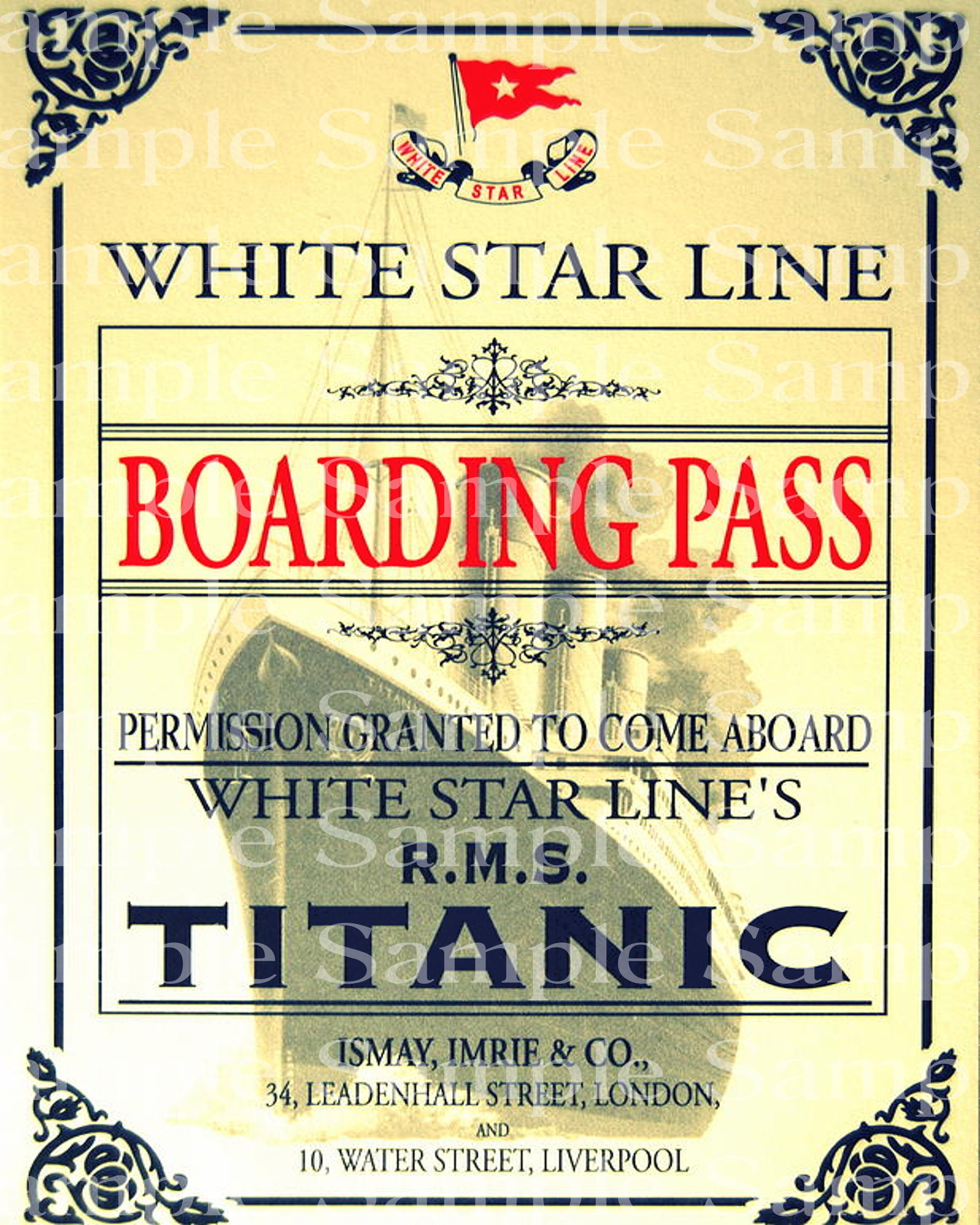 Vintage Titanic Boarding Pass Birthday Edible 2d Fondant Etsy Israel