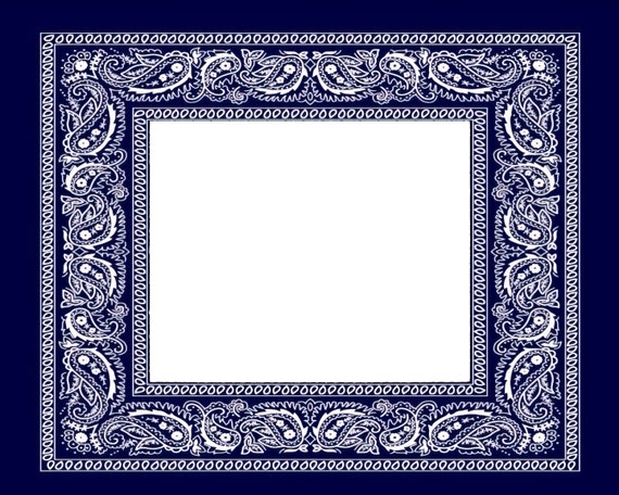 Blue Bandana Birthday - 2D Fondant Edible Cake & Cupcake Photo Frame For Birthdays and Parties! - D24368