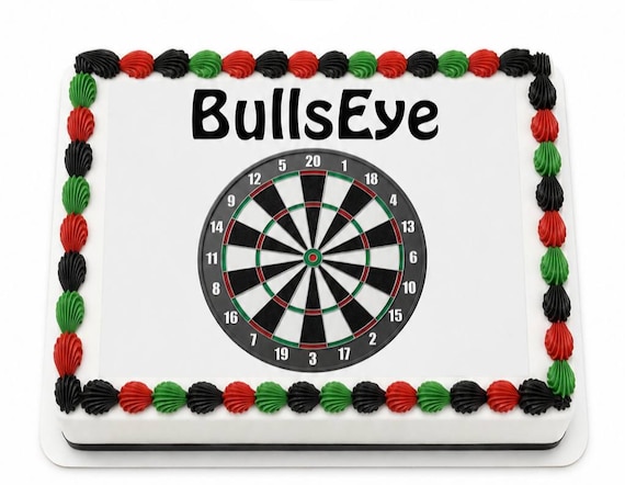 Bullseye Dartboard Edible Cake Topper, Darts Birthday Frosting Sheet Image ~ D22990