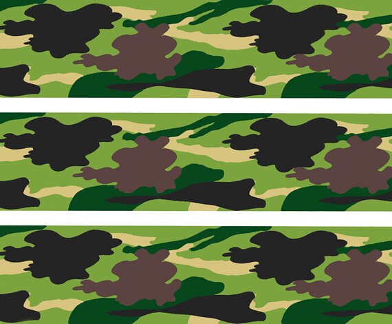 Woodland Camo - Birthday Background - Side Strips ~ Edible 2D Fondant Birthday Cake Side Toppers ~ D359