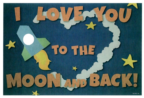 I Love You to the Moon & Back Valentine's Day ~ Edible 2D Fondant Birthday Cake/Cupcake Topper ~ D22199