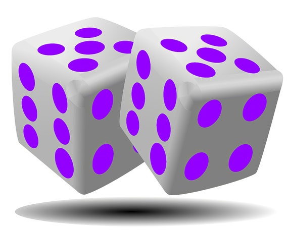 Purple Dice Casino Poker Las Vegas Birthday ~ Edible 2D Fondant Birthday Cake Cupcake Topper ~ D24503