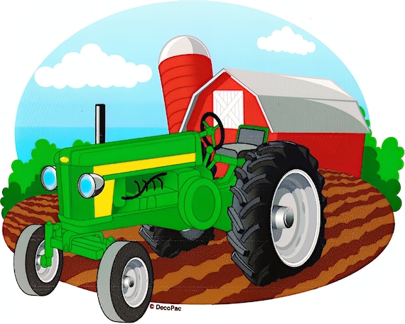 Green Farm Tractor Birthday ~ Edible 2D Fondant Birthday Cake/Cupcake Topper ~ D815