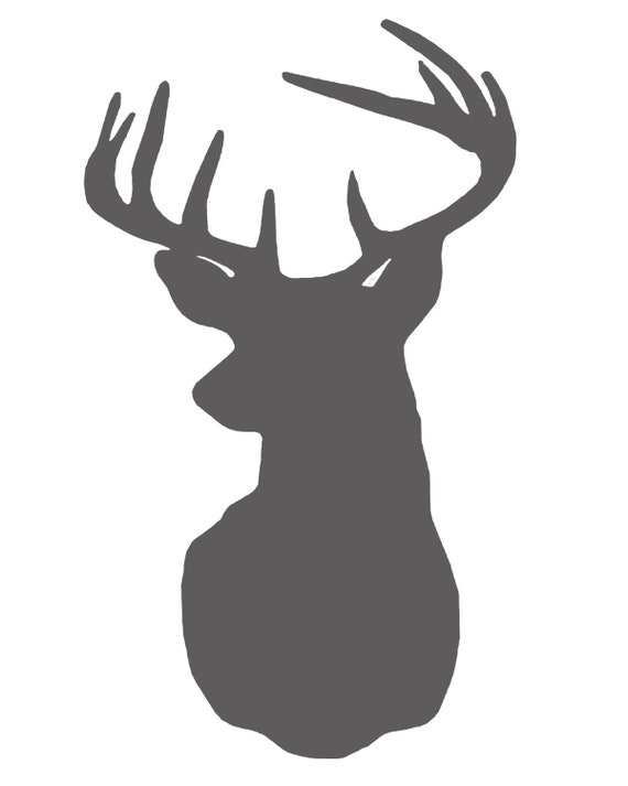 Grey Deer Head Hunting Birthday ~ Edible 2D Fondant Birthday Cake/Cupcake Topper ~ D24637