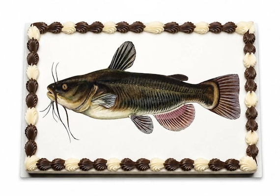 Channel Catfish Edible Cake Topper, Realistic Fishing Whiskers Frosting Sheet Image, Outdoor Angler Lake Party ~ D7936