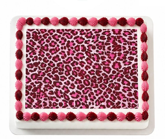 Pink Leopard Print Edible Cake Topper, Hot Magenta Cheetah Spot Frosting Sheet Image, Glam Diva Animal Pattern ~ D10074