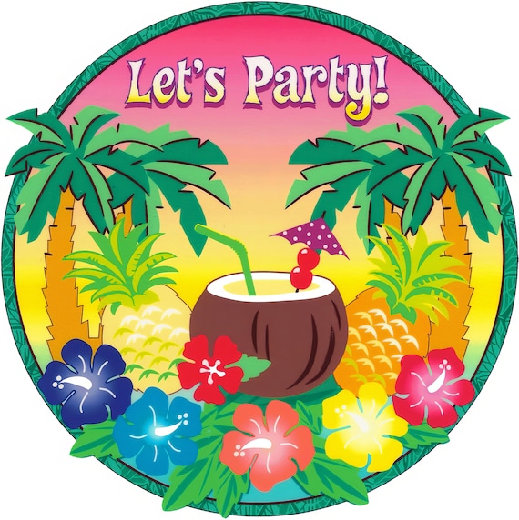 Summer Luau It's A Party! ~ Edible 2D Fondant Birthday Cake/Cupcake Topper ~ D1621