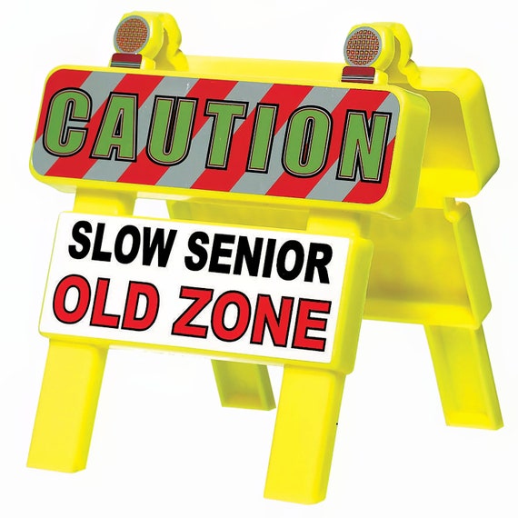 Caution Slow Senior Zone Birthday ~ Edible 2D Fondant Birthday Cake/Cupcake Topper ~ D7723