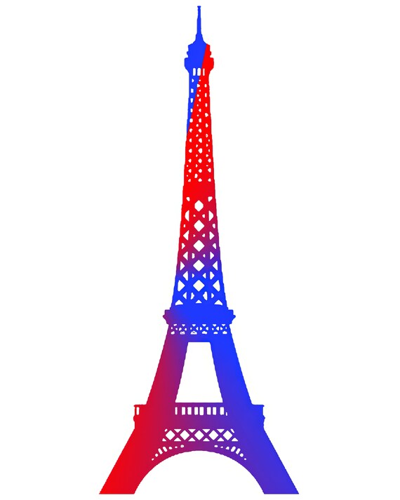 Blue & Red Eiffel Tower Birthday ~ Edible 2D Fondant Birthday Cake/Cupcake Topper ~ D21524