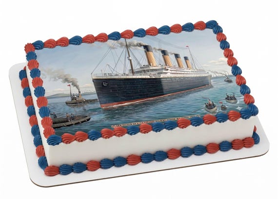 Titanic Ship Edible Cake Topper, Historic Ocean Liner Frosting Sheet Image, Nautical Birthday ~ D21939