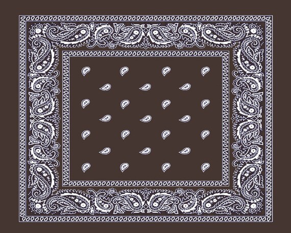 Brown Paisley Bandanna Birthday ~ Edible 2D Fondant Birthday Cake/Cupcake Topper ~ D24649