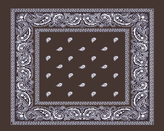 Brown Paisley Bandanna Birthday ~ Edible 2D Fondant Birthday Cake/Cupcake Topper ~ D24649