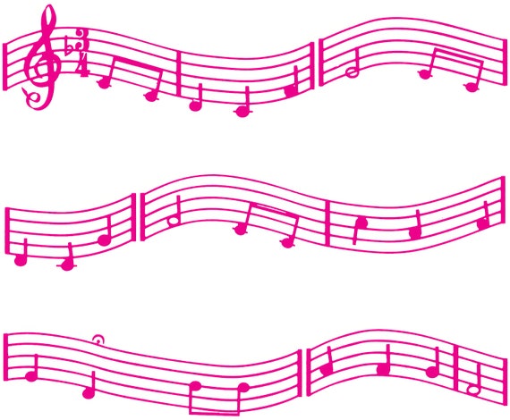 Pink Music Band Notes - Birthday Background - Side Strips ~ Edible 2D Fondant Birthday Cake Side Toppers ~ D22676