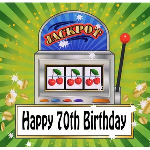 70th Birthday Las Vegas Casino Slot Machine ~ Edible 2D Fondant Birthday Cake/Cupcake Topper ~ D22613