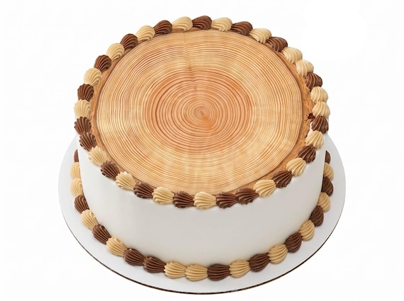 Wood Grain Tree Ring Edible Cake Topper, Rustic Tree Stump Frosting Sheet Image, Lumberjack ~ D22388