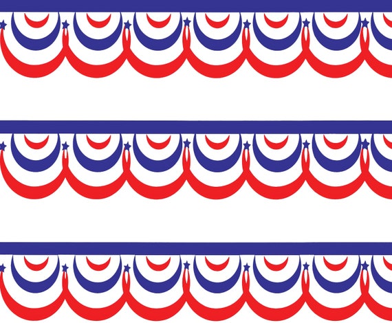 Red White and Blue - Birthday Background - Side Strips ~ Edible 2D Fondant Birthday Cake Side Toppers ~ D2942