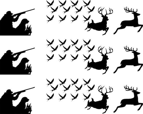 Hunting Silhouette - Side Strips ~ Edible 2D Fondant Birthday Cake Side Toppers ~ D21521