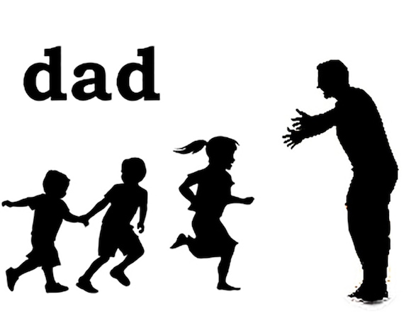 Dad and Kids Father's Day Birthday Silhouette - 2D Fondant Edible Cake & Cupcake Topper For Birthdays and Parties! - D24342