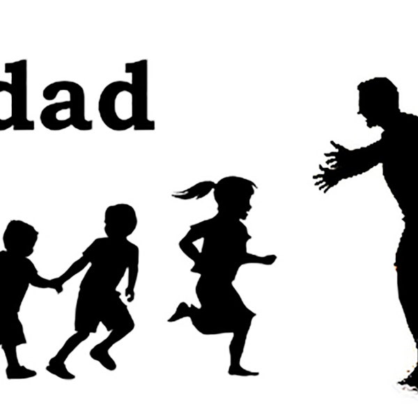 Dad and Kids Father's Day Birthday Silhouette - 2D Fondant Edible Cake & Cupcake Topper For Birthdays and Parties! - D24342