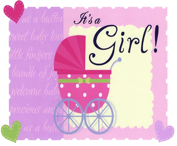 It's A Girl Stroller Baby Shower Birthday ~ Edible 2D Fondant Birthday Cake/Cupcake Topper ~ D2280