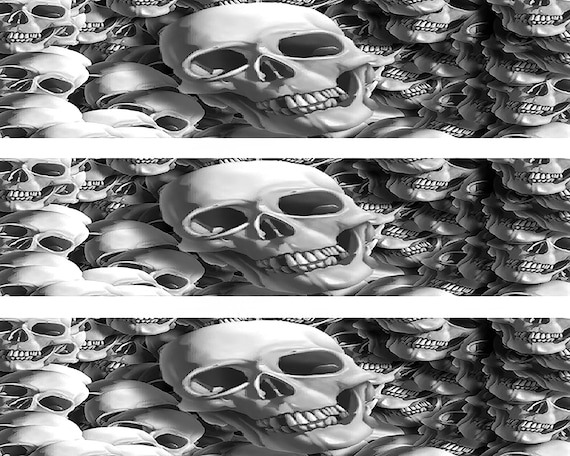 Halloween Skulls - Side Strips ~ Edible 2D Fondant Birthday Cake Side Toppers ~ D20001