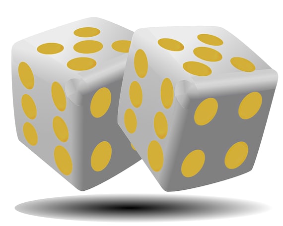 Yellow Dice Casino Poker Las Vegas Birthday ~ Edible 2D Fondant Birthday Cake Cupcake Topper ~ D24502