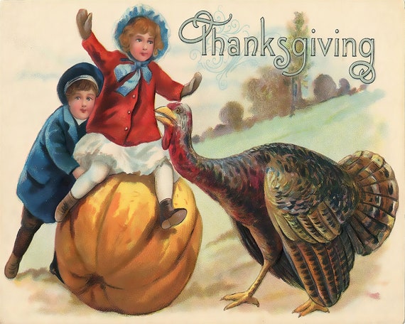 Vintage Thanksgiving Turkey Birthday - 2D Edible Cake and Cupcake Topper For Birthdays & Parties! - D24198