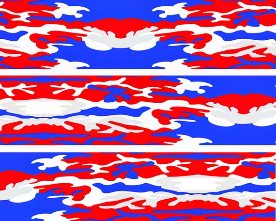 Patriotic Camo - Side Strips ~ Edible 2D Fondant Birthday Cake Side Toppers ~ D21546
