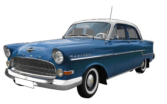 Blue 1950s Classic Car Birthday ~ Edible 2D Fondant Birthday Cake/Cupcake Topper ~ D22958