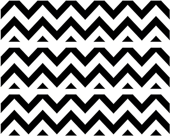 Black & White Chevron - Birthday Side Strips ~ Edible 2D Fondant Birthday Cake Side Toppers ~ D484