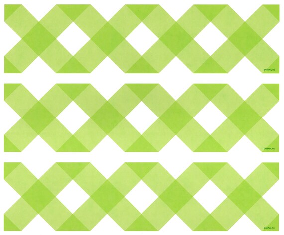 Green Gingham Birthday - Side Strips ~ Edible 2D Fondant Birthday Cake Side Toppers ~ D21778