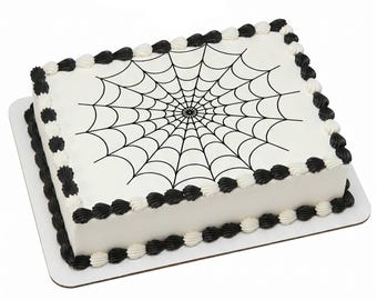 Spider Web Edible Cake Topper, Halloween Spiderweb Frosting Sheet Decoration ~ D20016